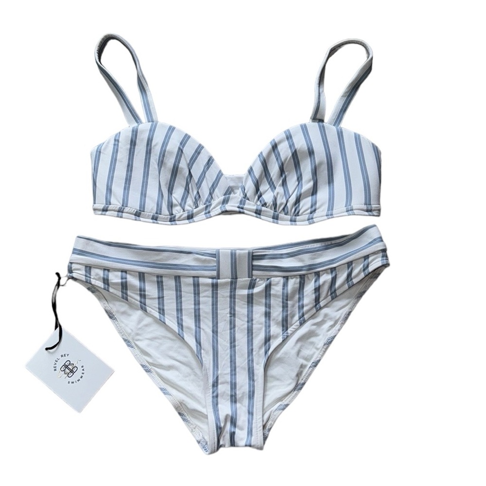 NWT Revel Rey Blue & White Rita Bikini